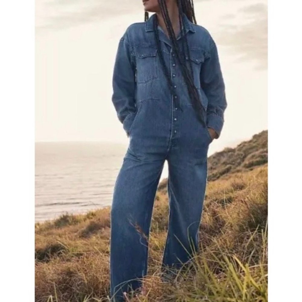 NWT Free People Townes Denim Utility Jumpsuit